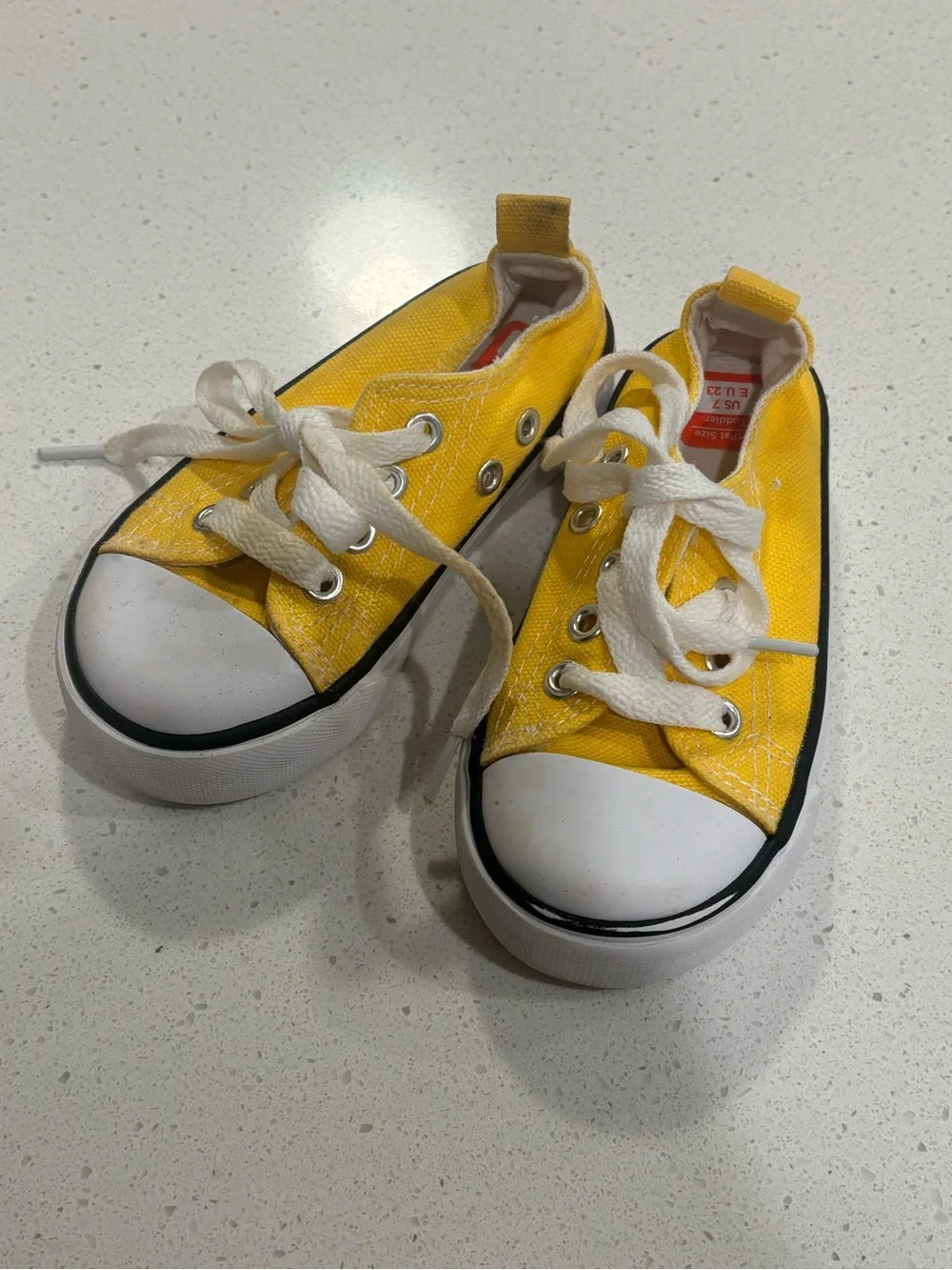 Yellow Kids' Canvas Lace-Up Sneakers size 7